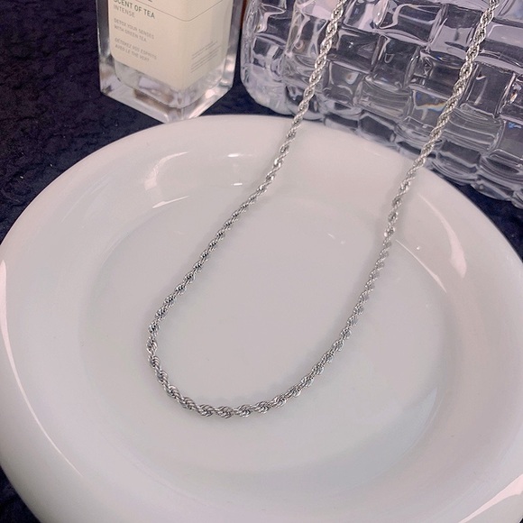 Waterproof Silver Rope Chain Necklace*3mm Rope Chain*Tarnish Free - Picture 6 of 7